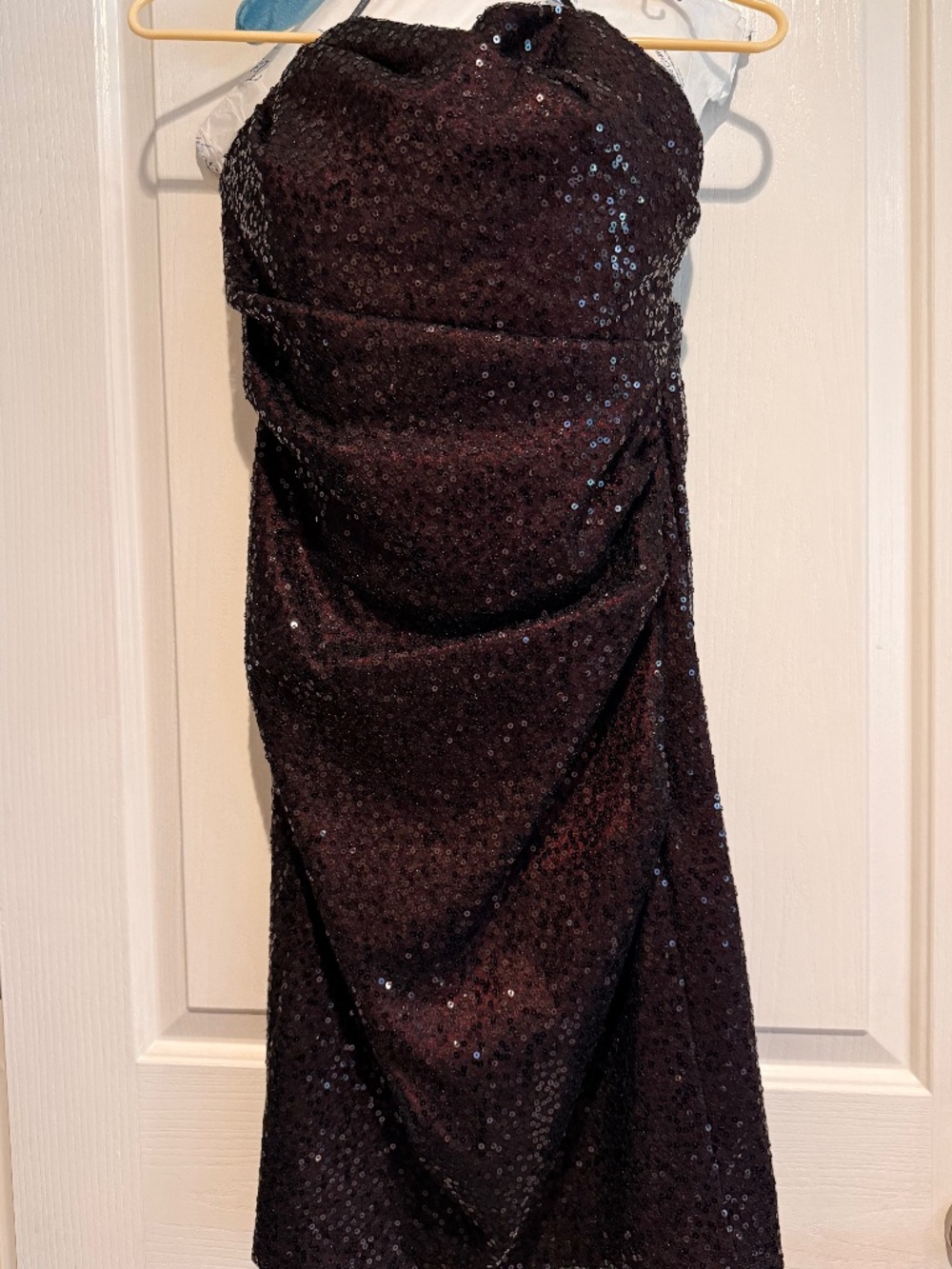 David Meister chocolate brown sequin mini party dress Size 8.